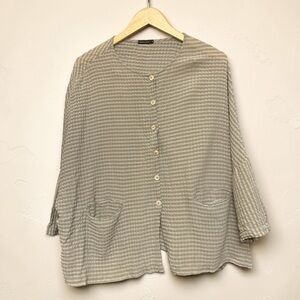 GRIZAS Silk Blend Boxy Fit Drop Sleeves Button-Down Top